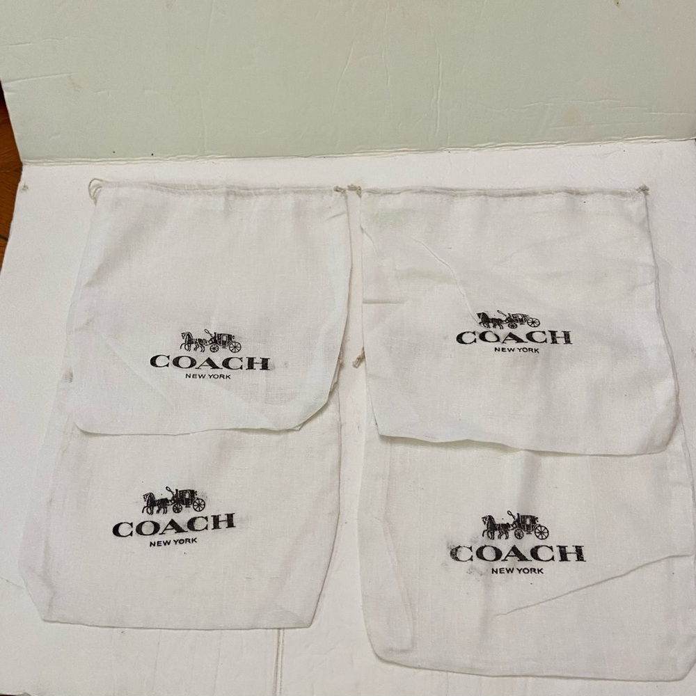 Lot of 4 Coach White Wallet Dust Bag 8in x 8in - Picture 3 of 5
